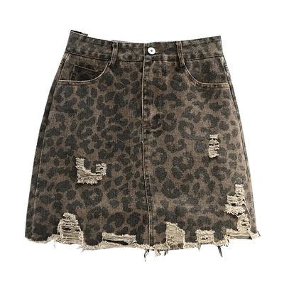 QUICK-DRY Leopard Print 4 Way ストレッチ デニム 繊維 ポリエステル/綿服用