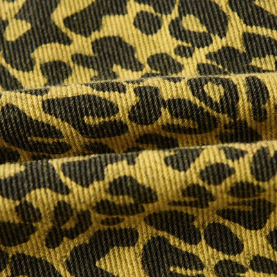 QUICK-DRY Leopard Print 4 Way ストレッチ デニム 繊維 ポリエステル/綿服用