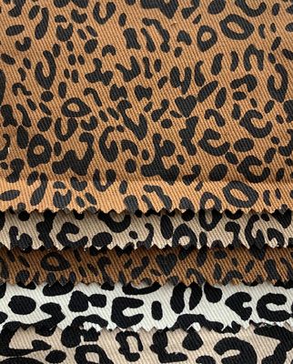 QUICK-DRY Leopard Print 4 Way ストレッチ デニム 繊維 ポリエステル/綿服用